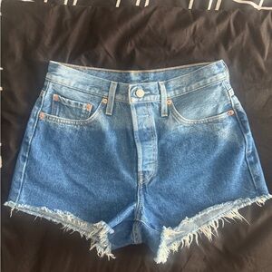Levi's Blue Distressed Jean Shorts